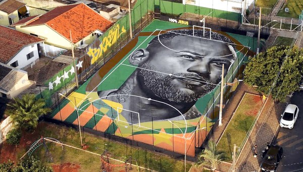 Quadra da região do Matão, em Sumaré, ganha mural em homenagem a Neymar