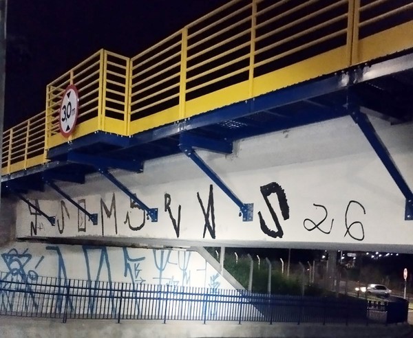 Viaduto do Pezão é alvo de pichação poucos meses após inauguração